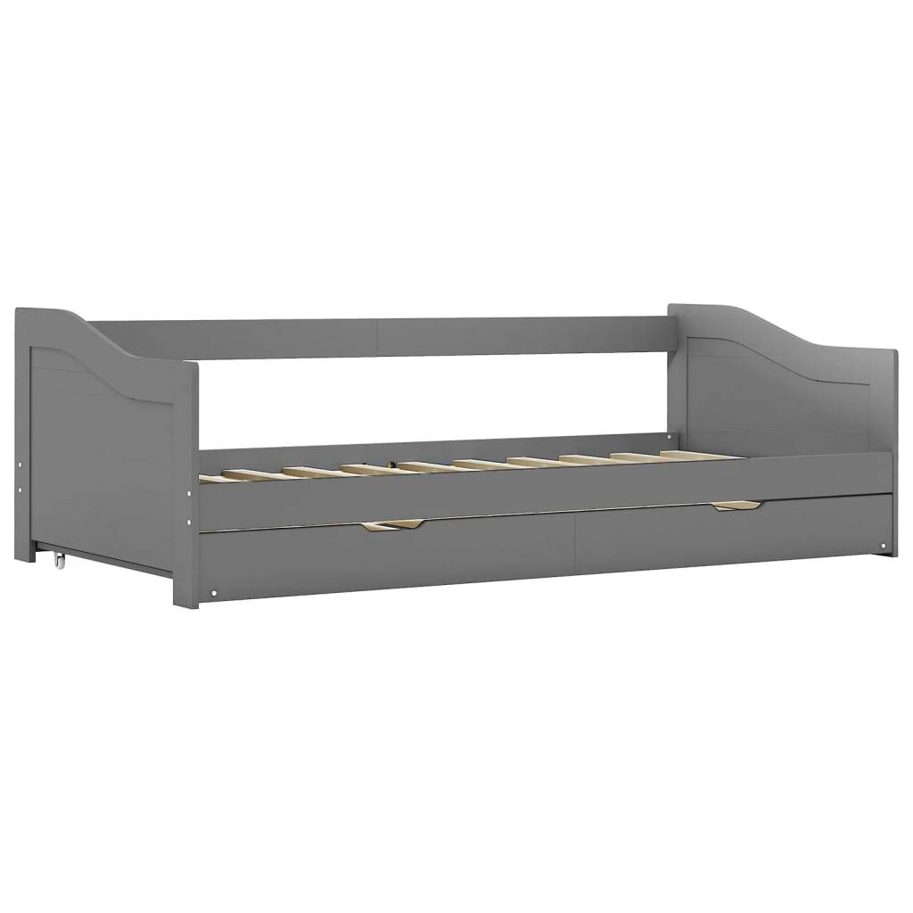 vidaXL Ausziehsofa Bettgestell Grau Kiefernholz 90×200 cm
