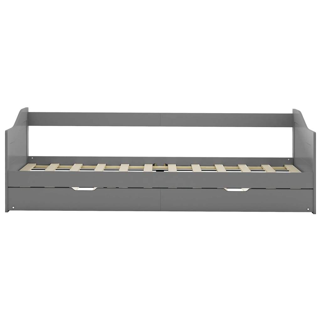 vidaXL Ausziehsofa Bettgestell Grau Kiefernholz 90×200 cm