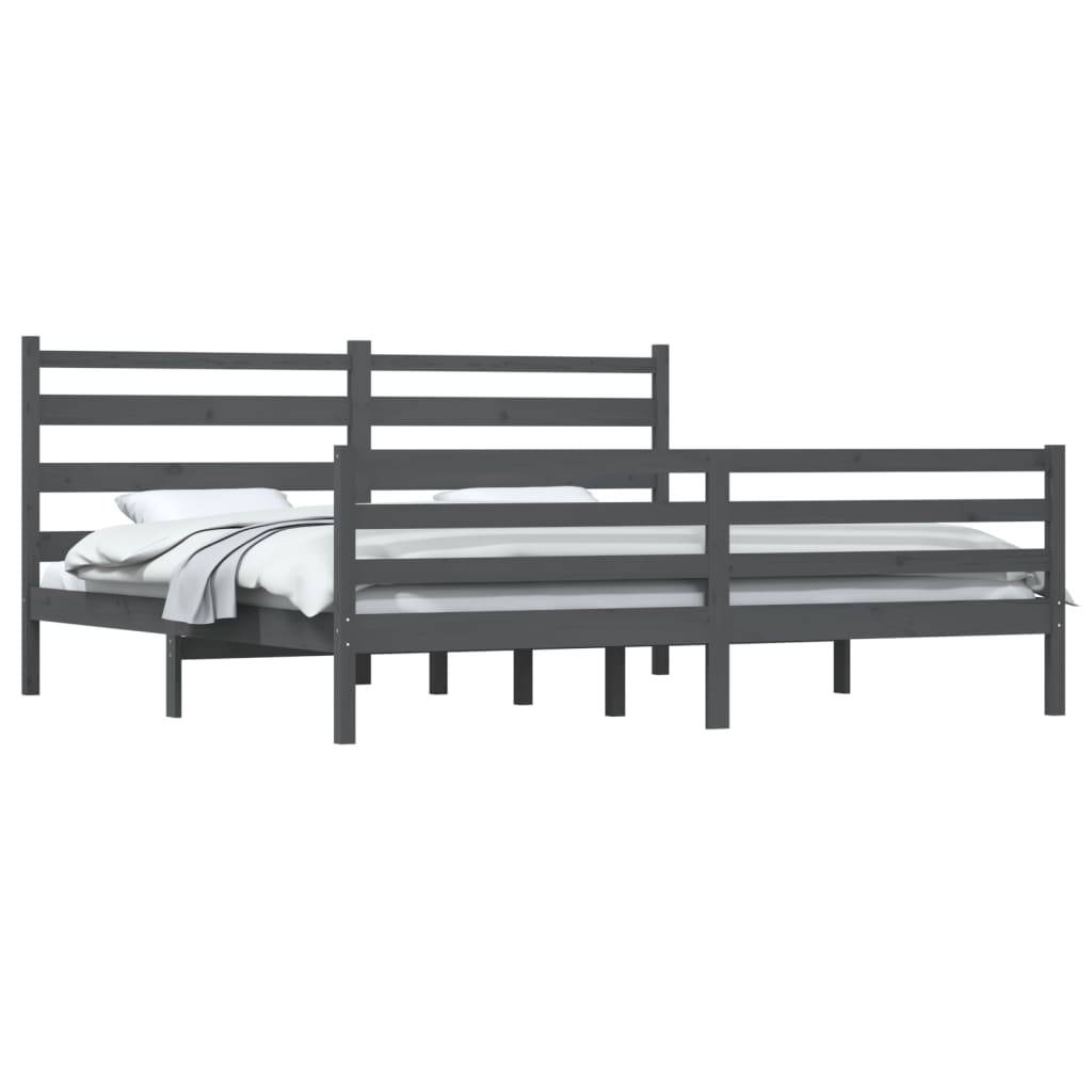 vidaXL Massivholzbett Kiefer 200x200 cm Grau