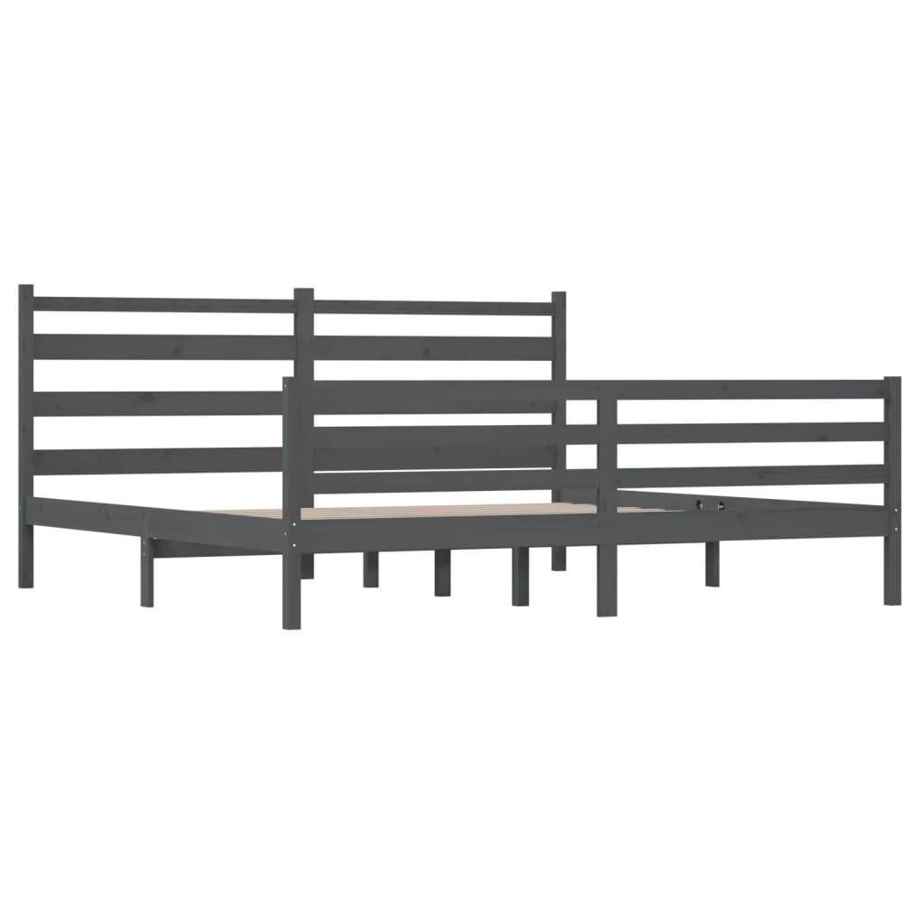 vidaXL Massivholzbett Kiefer 200x200 cm Grau