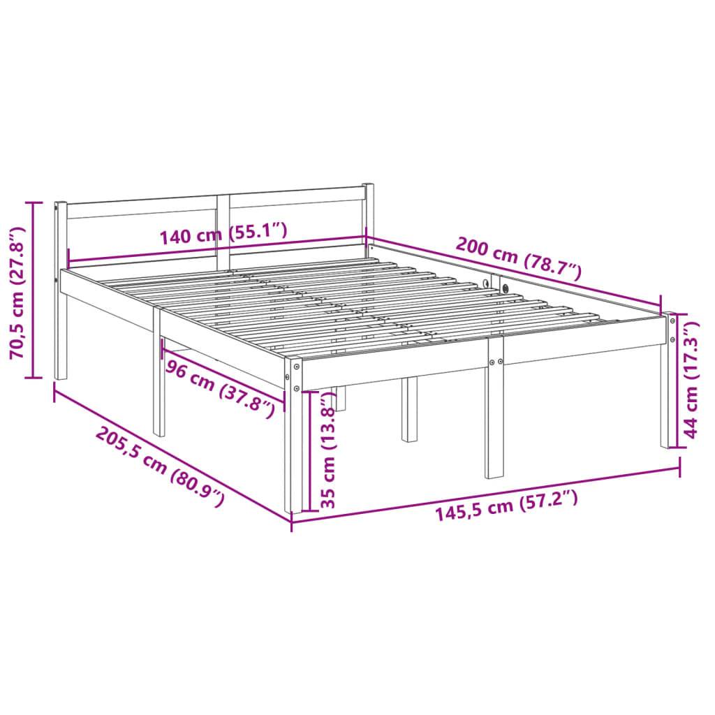 vidaXL Seniorenbett Weiß 140x200 cm Massivholz Kiefer