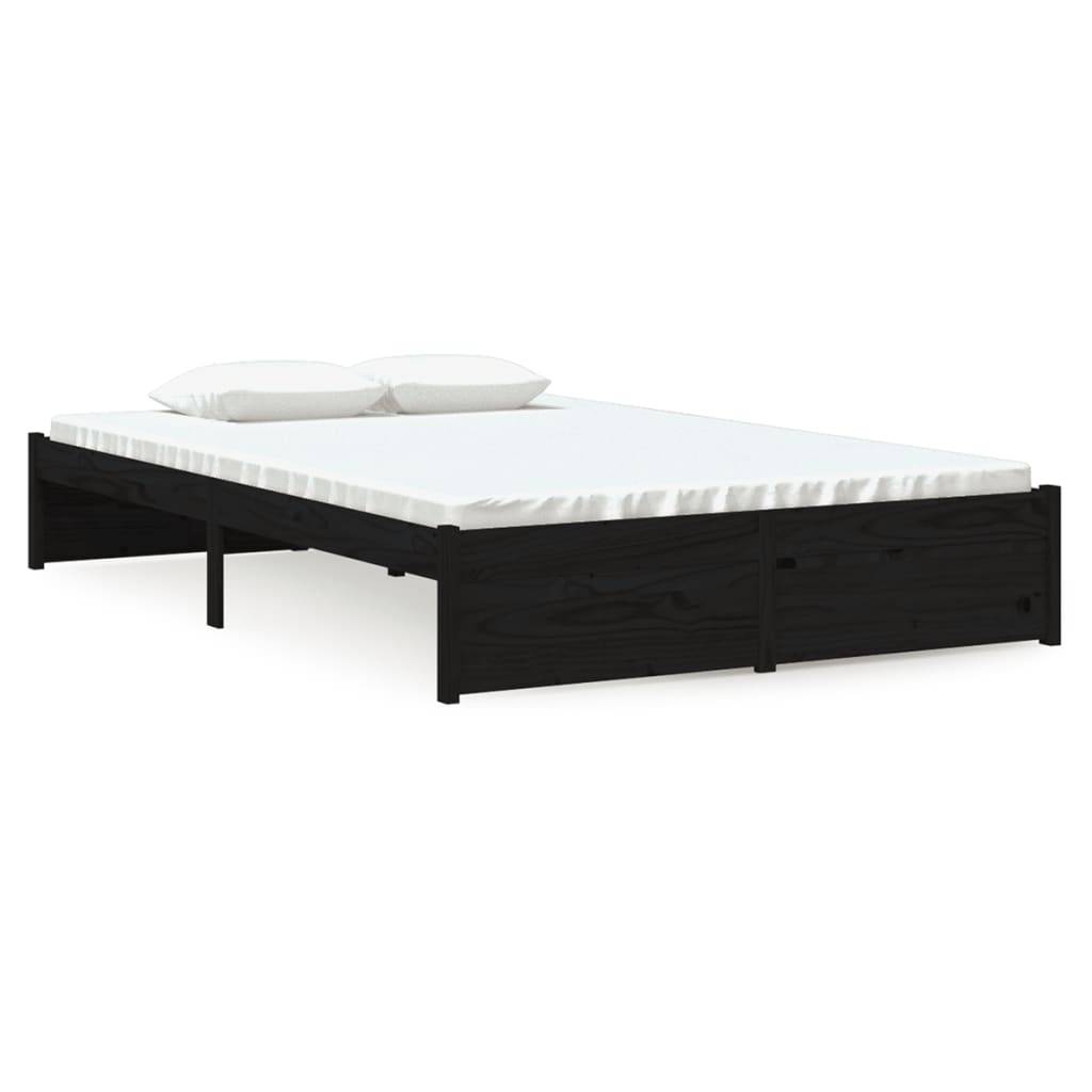 vidaXL Massivholzbett Schwarz 120x190 cm