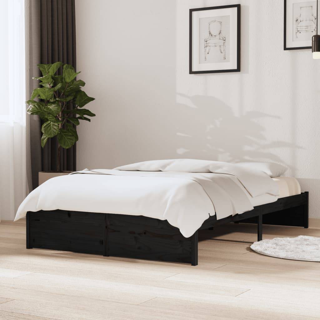 vidaXL Massivholzbett Schwarz 120x190 cm