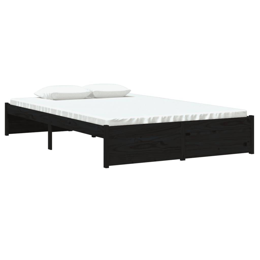 vidaXL Massivholzbett Schwarz 120x190 cm