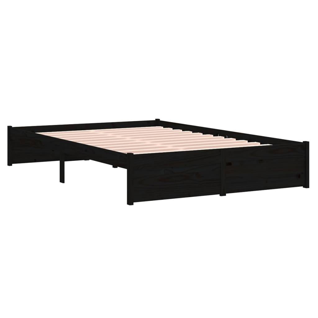 vidaXL Massivholzbett Schwarz 120x190 cm