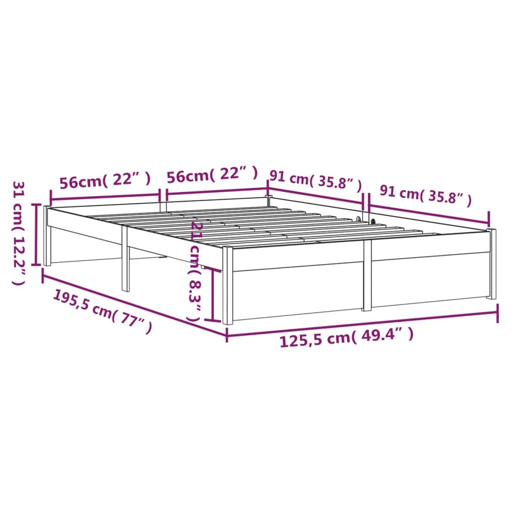 vidaXL Massivholzbett Schwarz 120x190 cm
