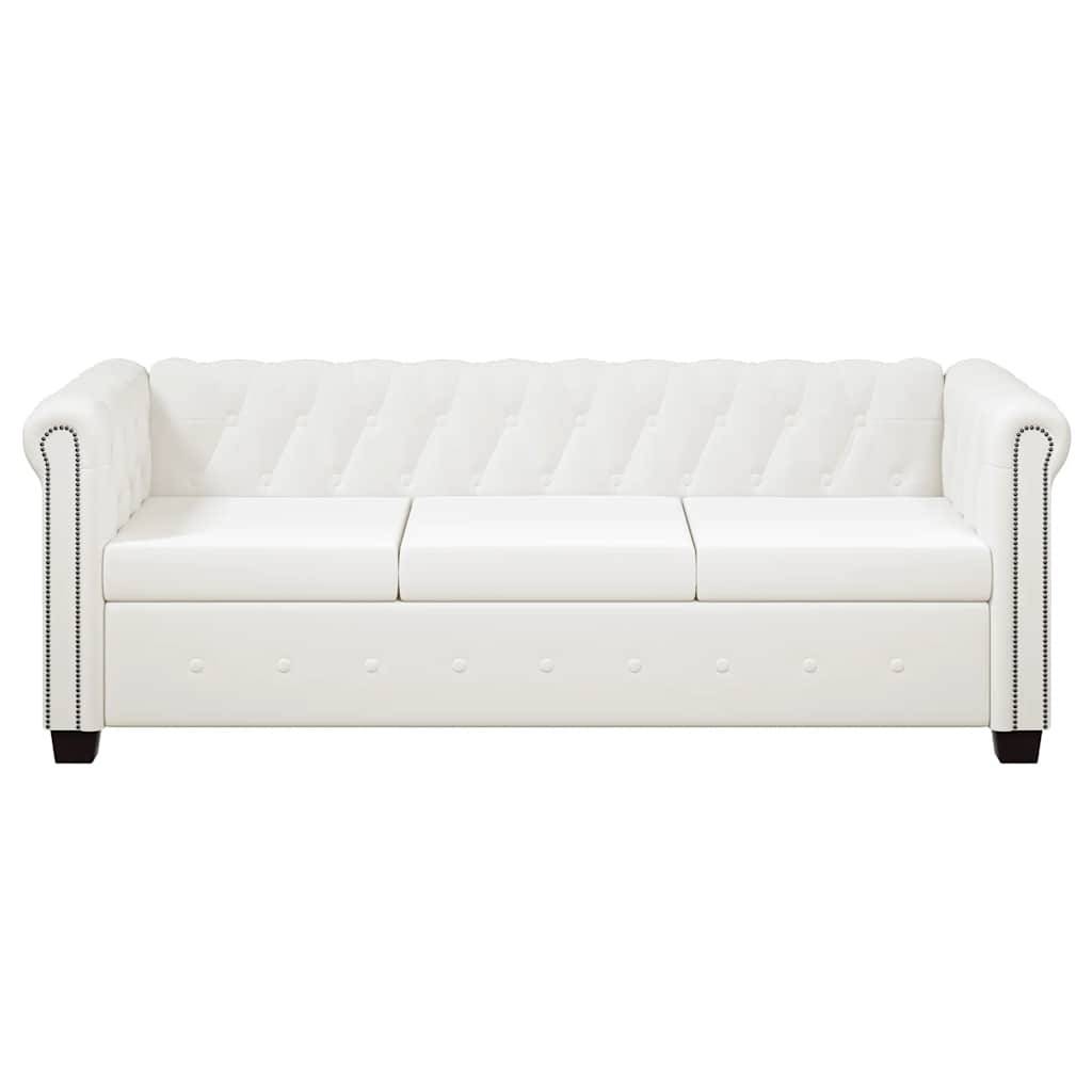 vidaXL Chesterfield-Sofa 3-Sitzer Kunstleder Weiß