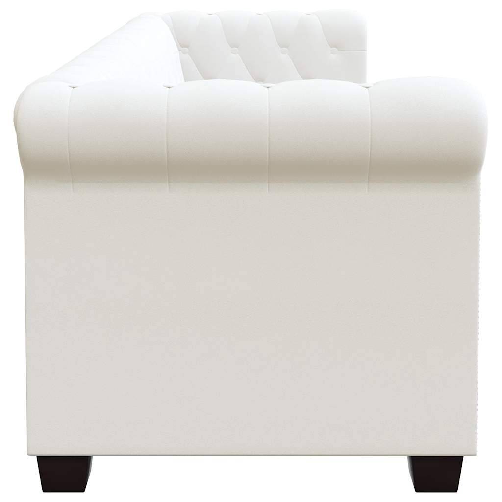 vidaXL Chesterfield-Sofa 3-Sitzer Kunstleder Weiß