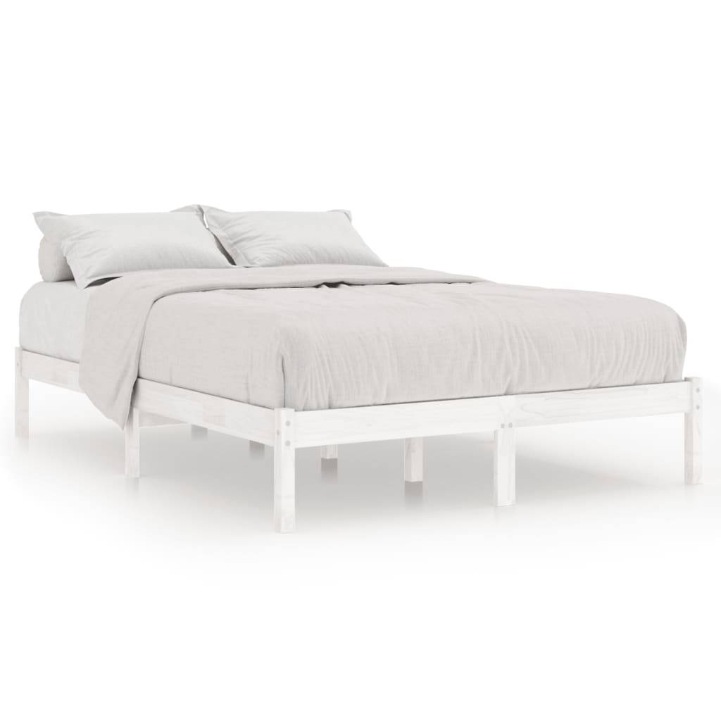 vidaXL Massivholzbett Weiß Kiefernholz 140x190 cm