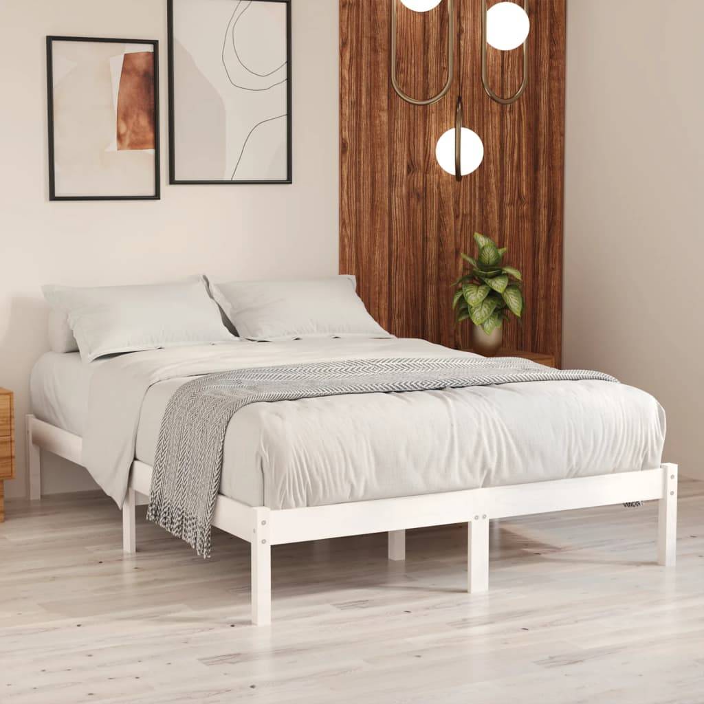 vidaXL Massivholzbett Weiß Kiefernholz 140x190 cm