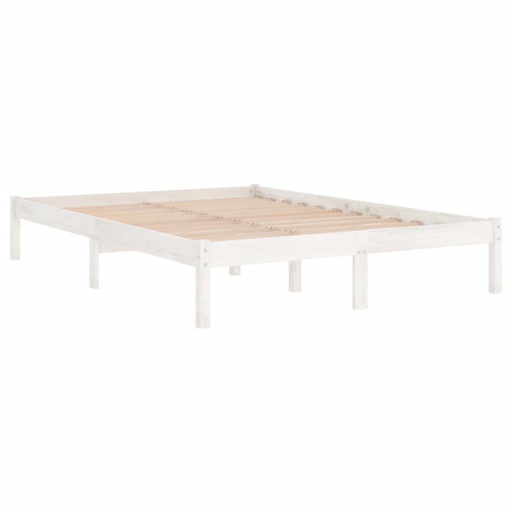 vidaXL Massivholzbett Weiß Kiefernholz 140x190 cm