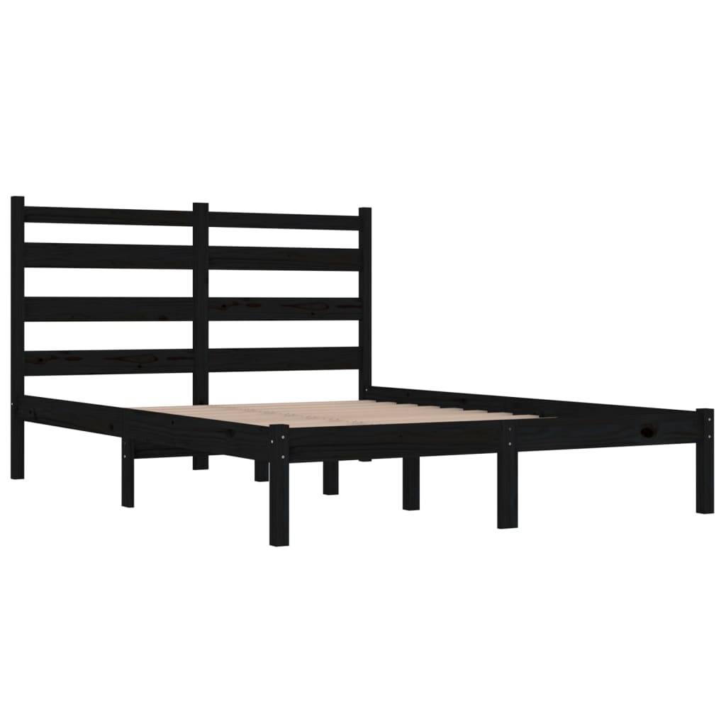 vidaXL Massivholzbett Schwarz Kiefer 200x200 cm