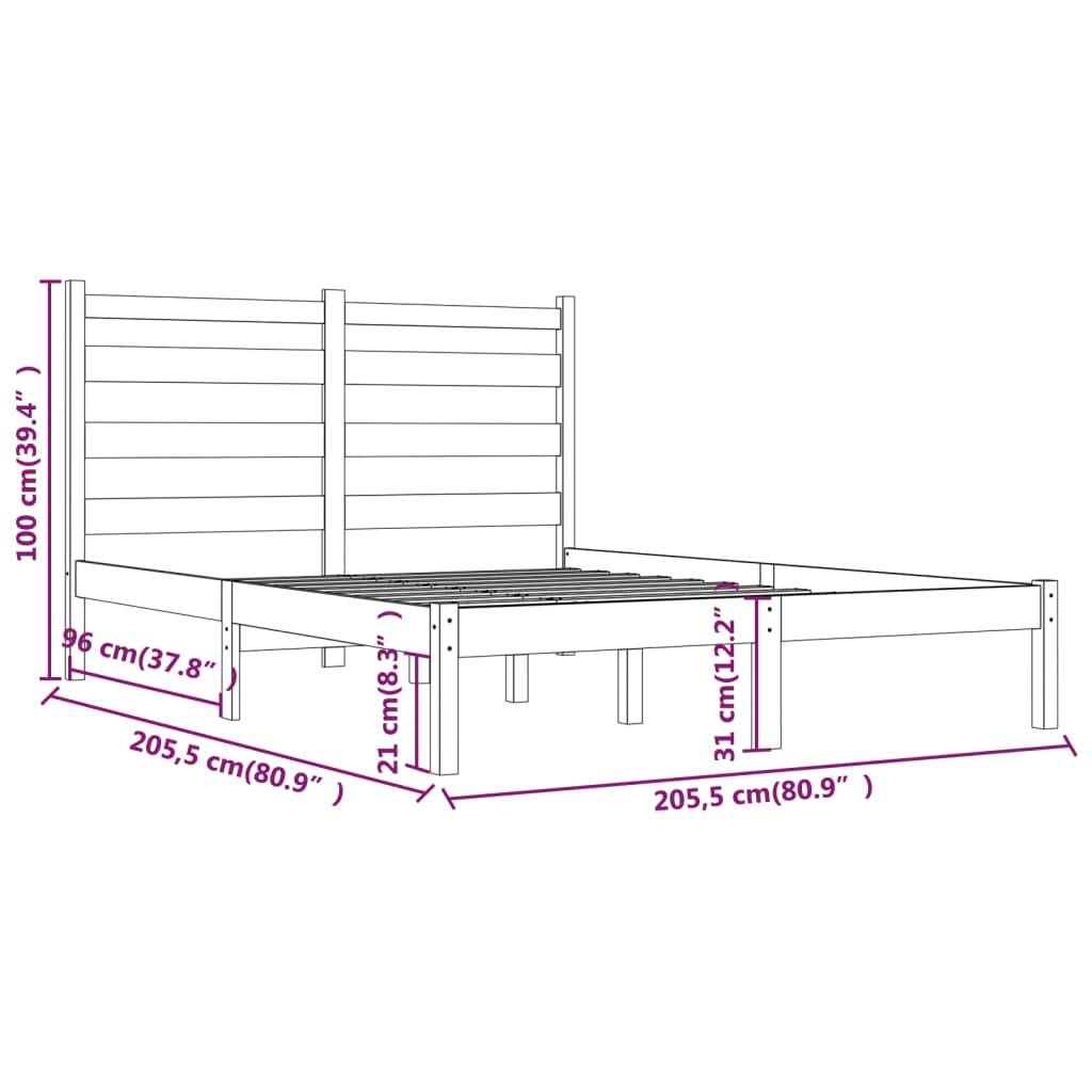 vidaXL Massivholzbett Schwarz Kiefer 200x200 cm