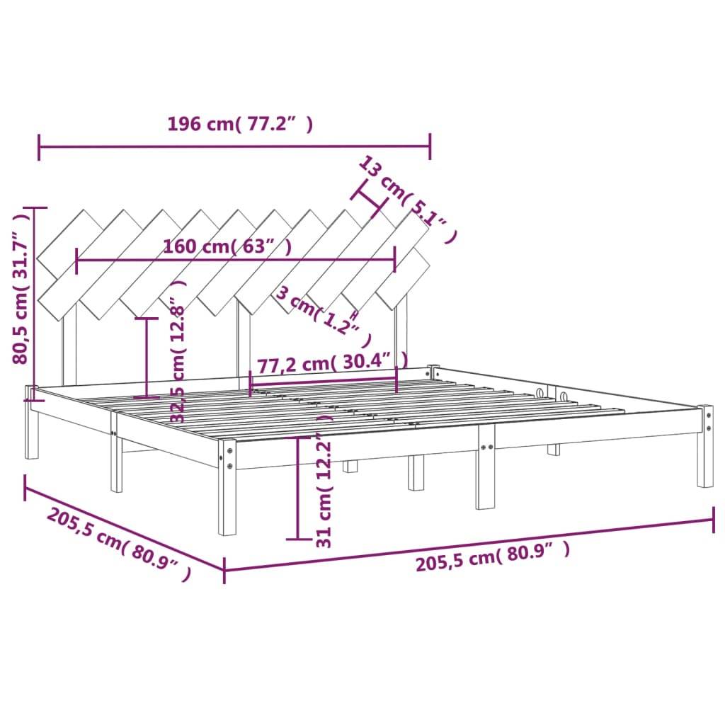 vidaXL Massivholzbett 200x200 cm