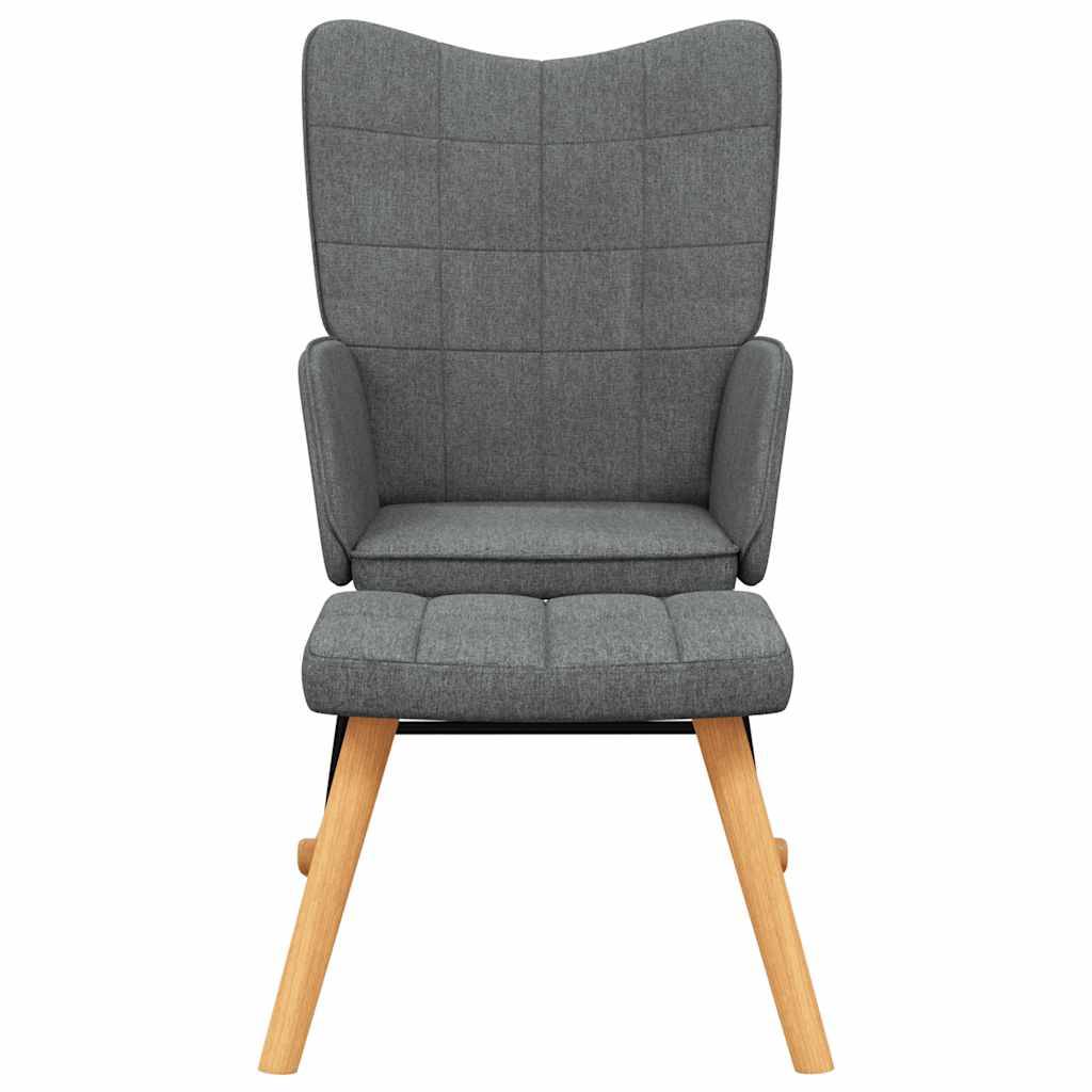 vidaXL Schaukelsessel mit Hocker Dunkelgrau Stoff