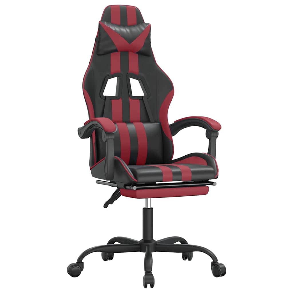 vidaXL Gaming-Stuhl mit Fußstütze Drehbar Schwarz & Weinrot Kunstleder