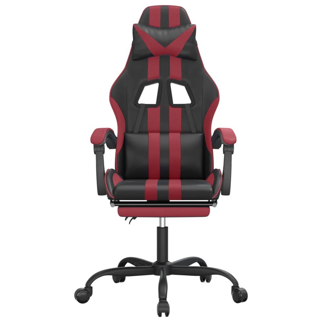 vidaXL Gaming-Stuhl mit Fußstütze Drehbar Schwarz & Weinrot Kunstleder