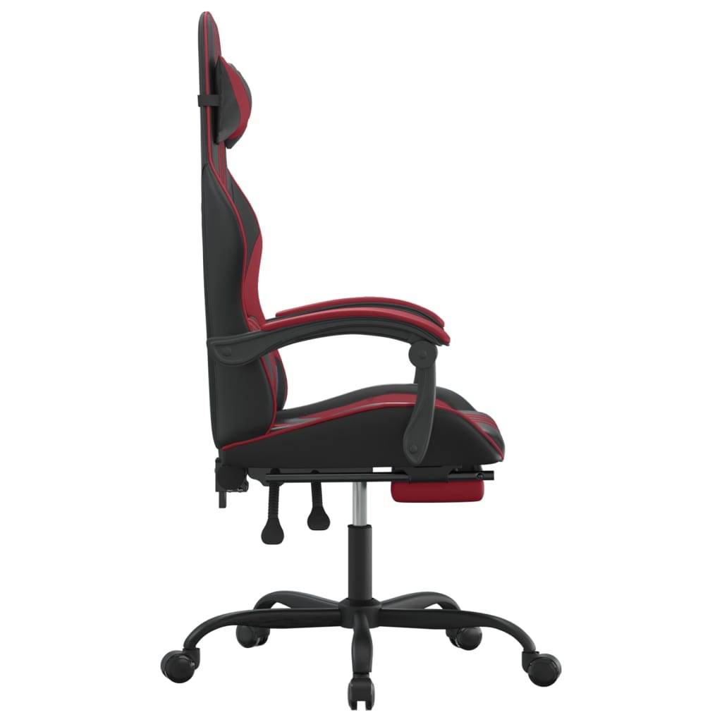 vidaXL Gaming-Stuhl mit Fußstütze Drehbar Schwarz & Weinrot Kunstleder