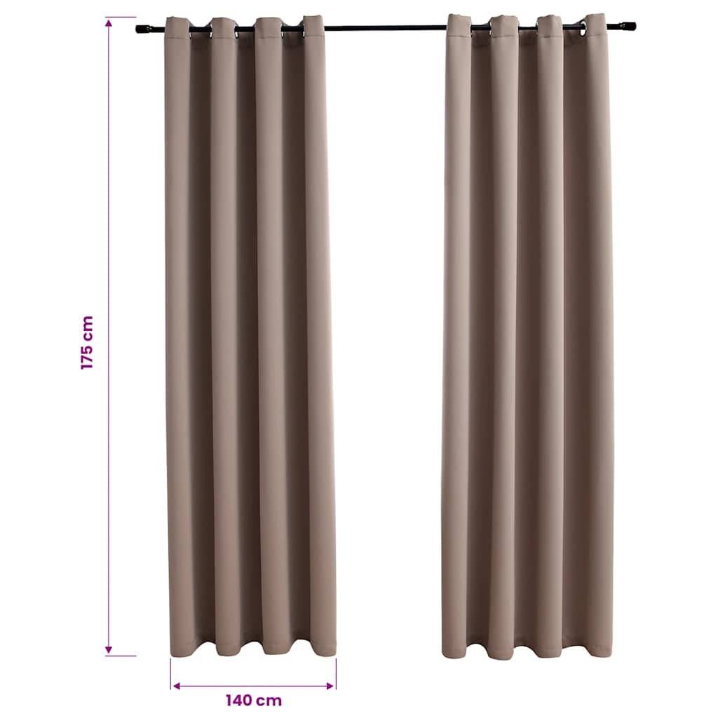 vidaXL Verdunkelungsvorhänge mit Metallösen 2 Stk. Taupe 140x175 cm