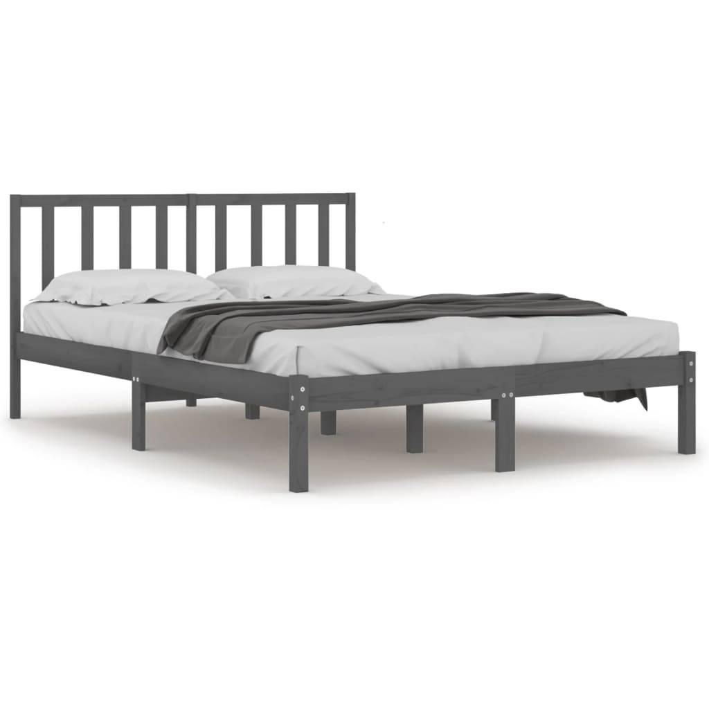 vidaXL Massivholzbett Grau Kiefer 200x200 cm