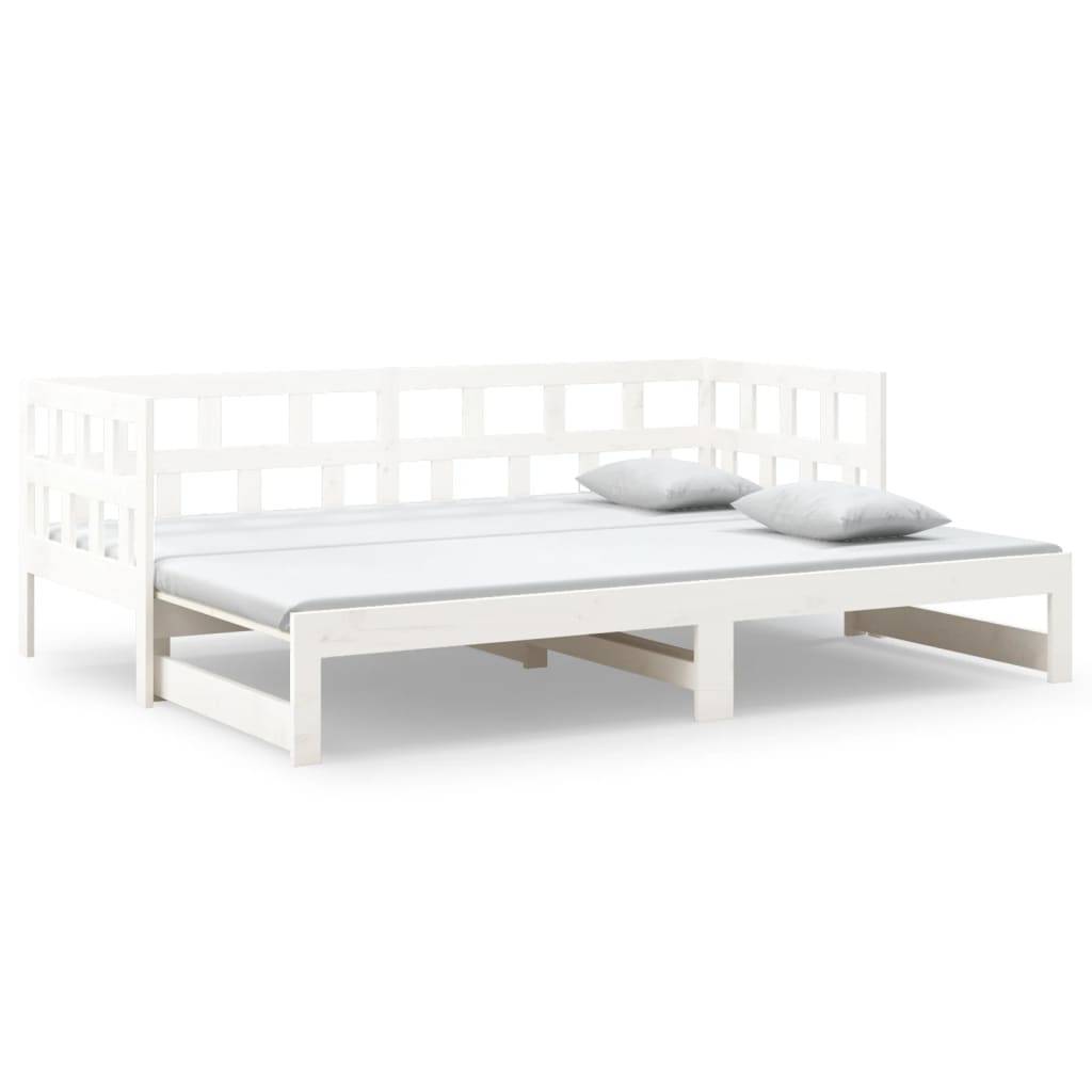 vidaXL Tagesbett Ausziehbar Weiß Massivholz Kiefer 2x(90x200) cm