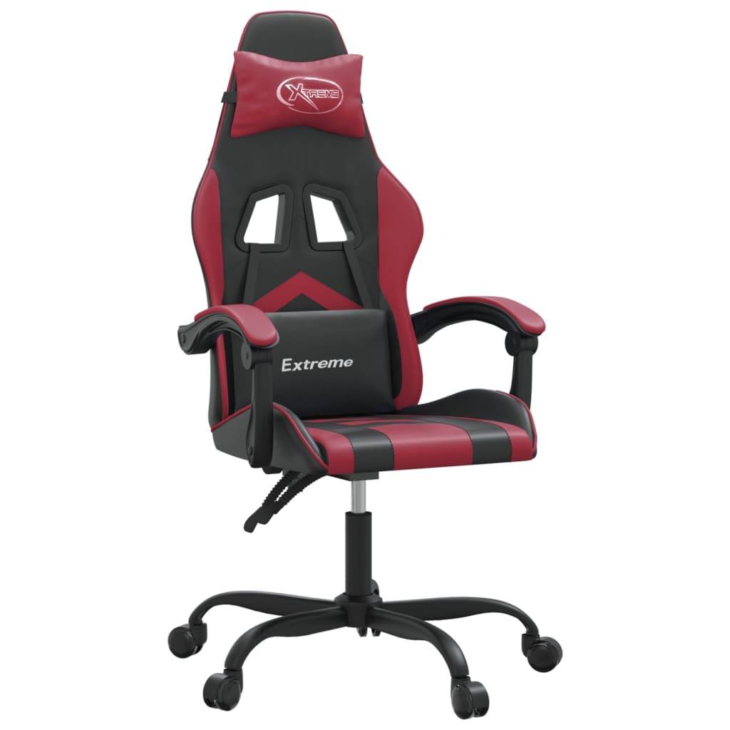 vidaXL Gaming-Stuhl Drehbar Schwarz und Weinrot Kunstleder