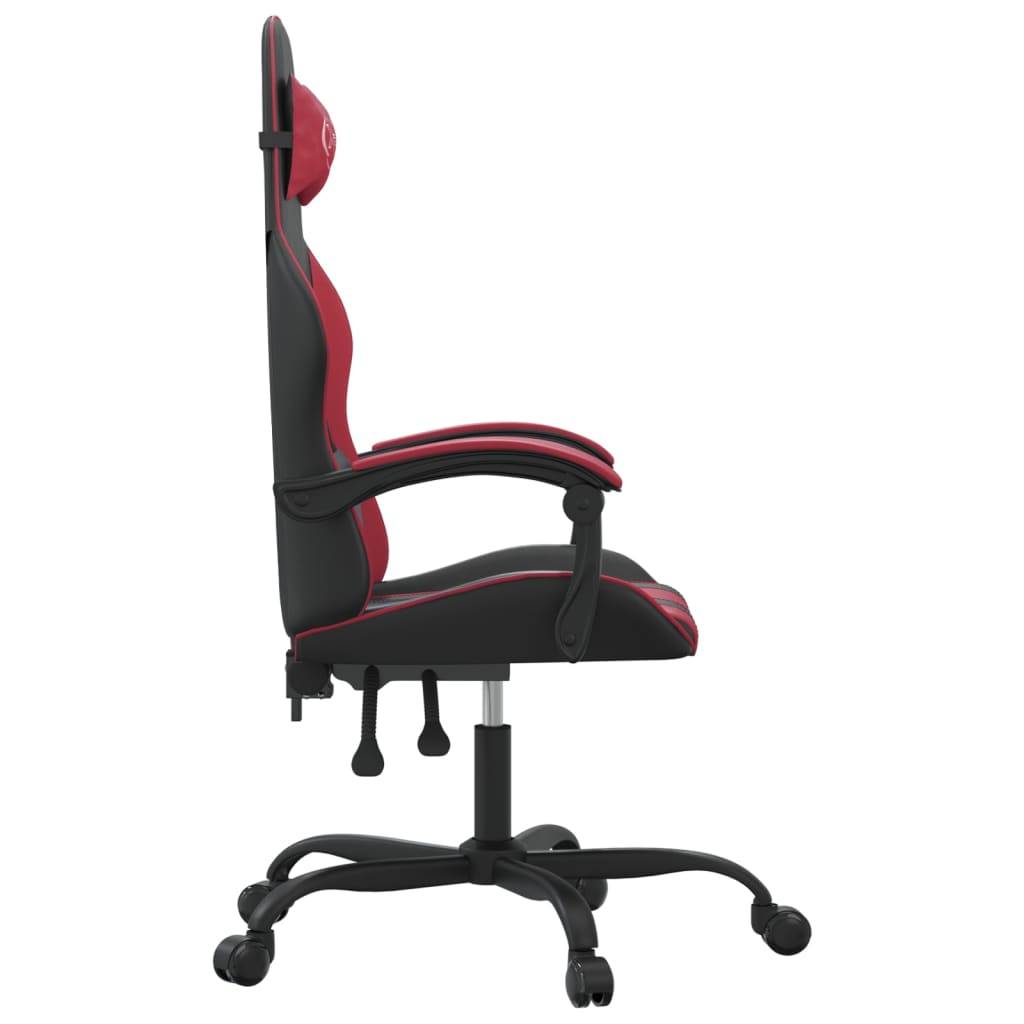 vidaXL Gaming-Stuhl Drehbar Schwarz und Weinrot Kunstleder