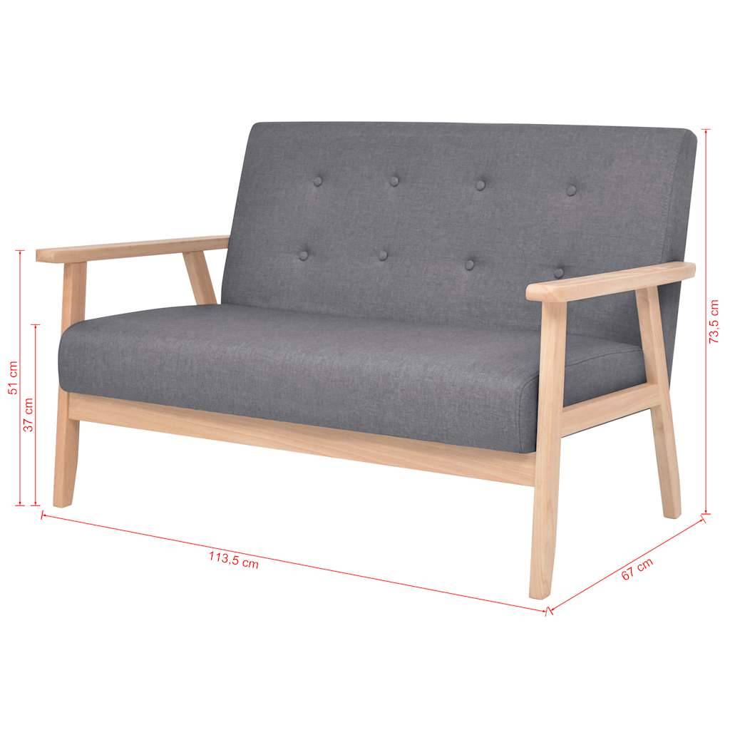 vidaXL Sofa 2-Sitzer Stoff Dunkelgrau
