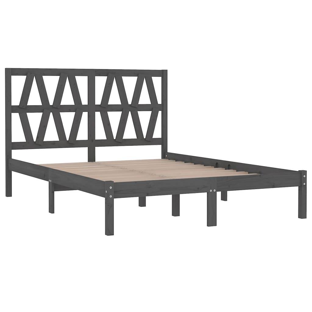 vidaXL Massivholzbett Grau Kiefer 200x200 cm