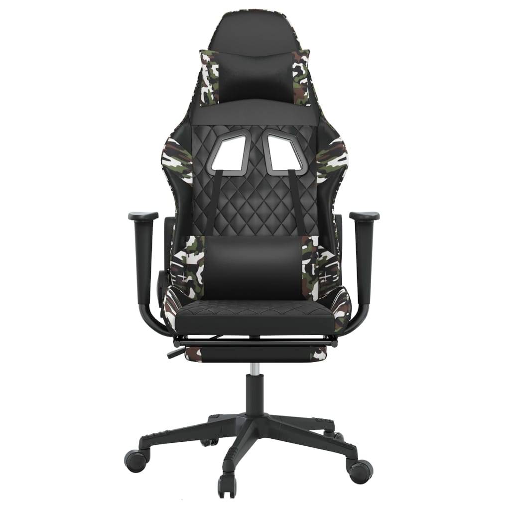 vidaXL Gaming-Stuhl mit Fußstütze Schwarz und Tarnfarben Kunstleder