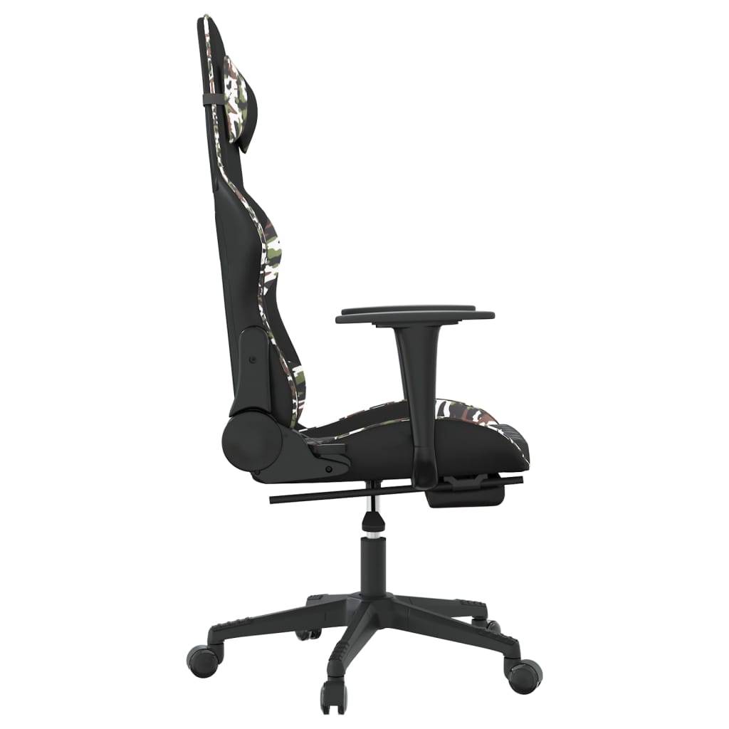 vidaXL Gaming-Stuhl mit Fußstütze Schwarz und Tarnfarben Kunstleder