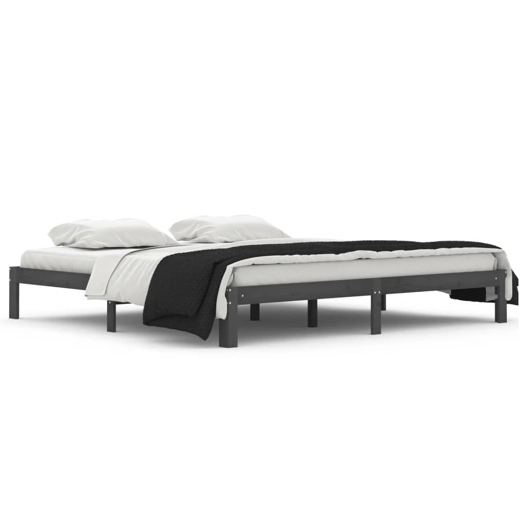 vidaXL Massivholzbett Grau Kiefer 200x200 cm