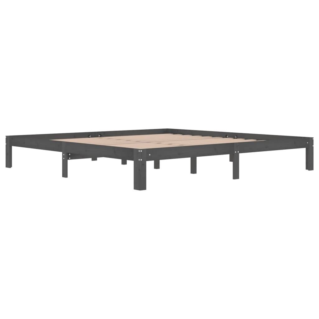 vidaXL Massivholzbett Grau Kiefer 200x200 cm