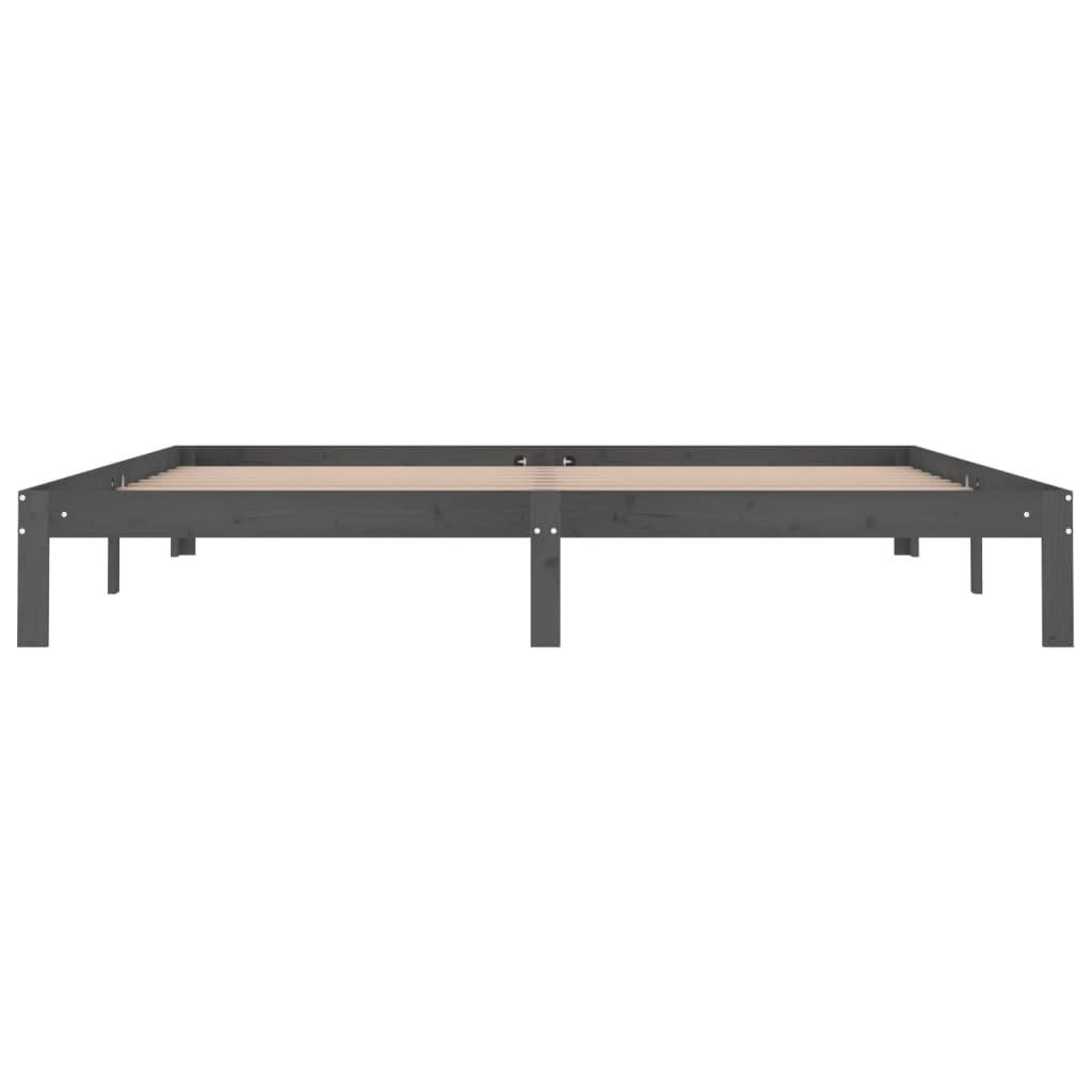 vidaXL Massivholzbett Grau Kiefer 200x200 cm
