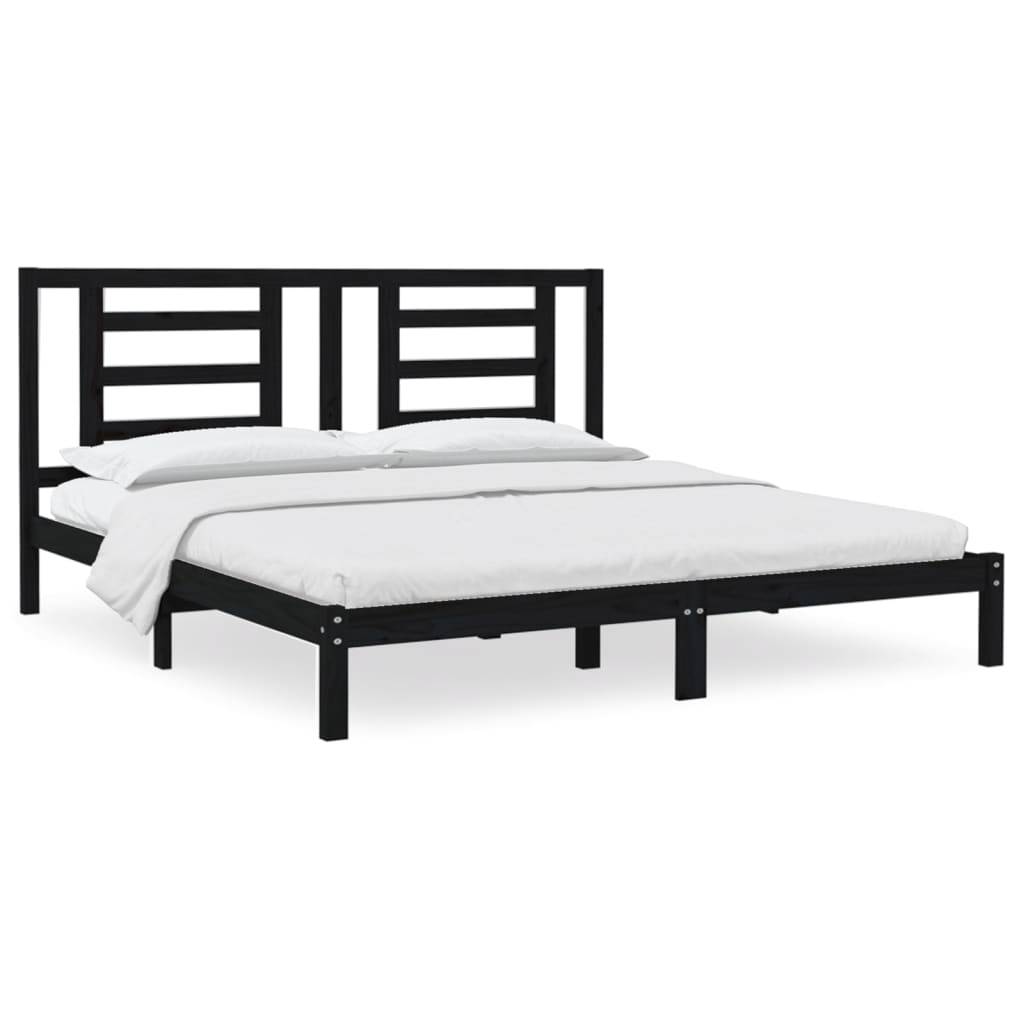 vidaXL Massivholzbett Schwarz Kiefer 200x200 cm