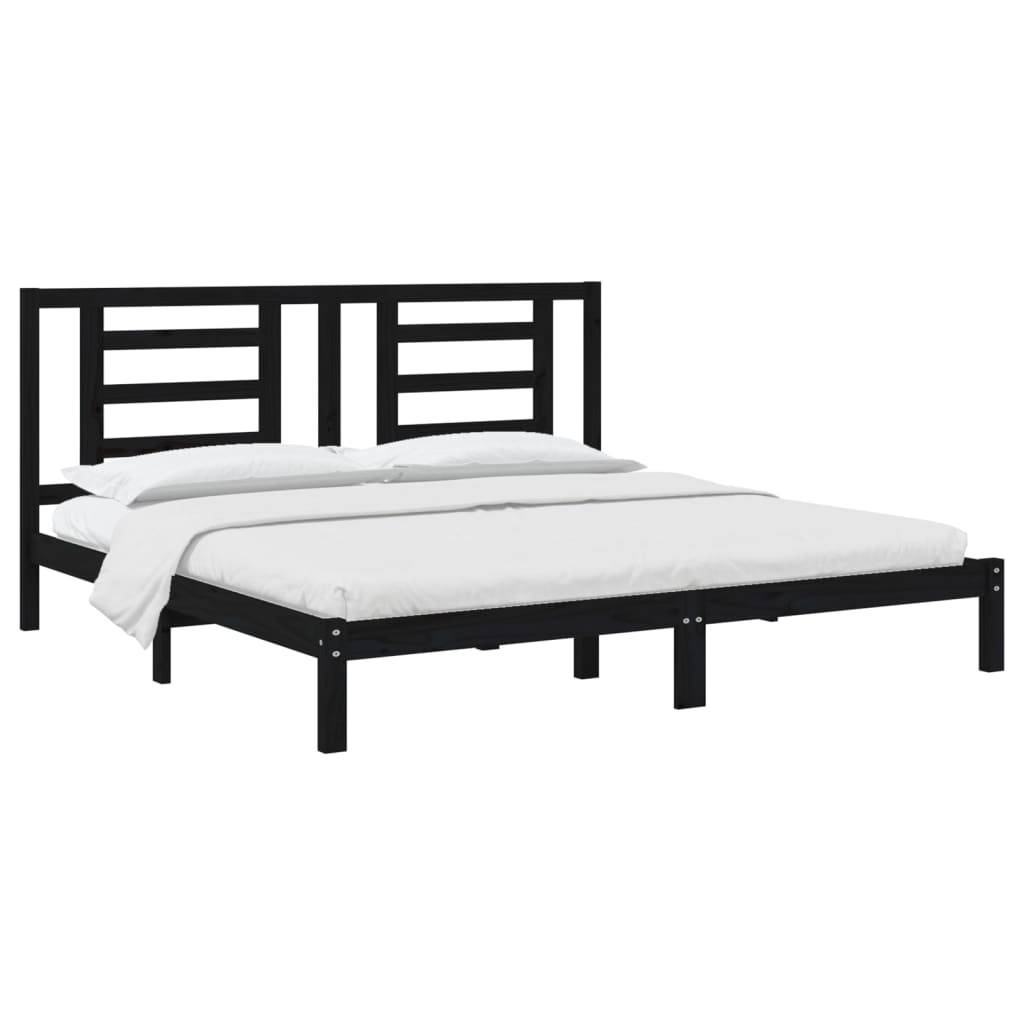 vidaXL Massivholzbett Schwarz Kiefer 200x200 cm
