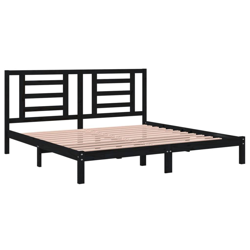 vidaXL Massivholzbett Schwarz Kiefer 200x200 cm
