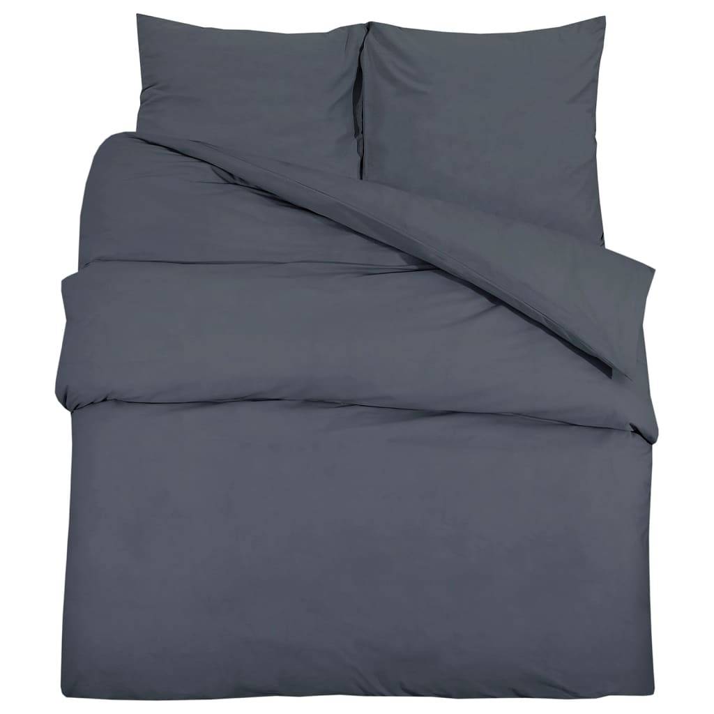 vidaXL Bettwäsche-Set Anthrazit 200x220 cm Baumwolle