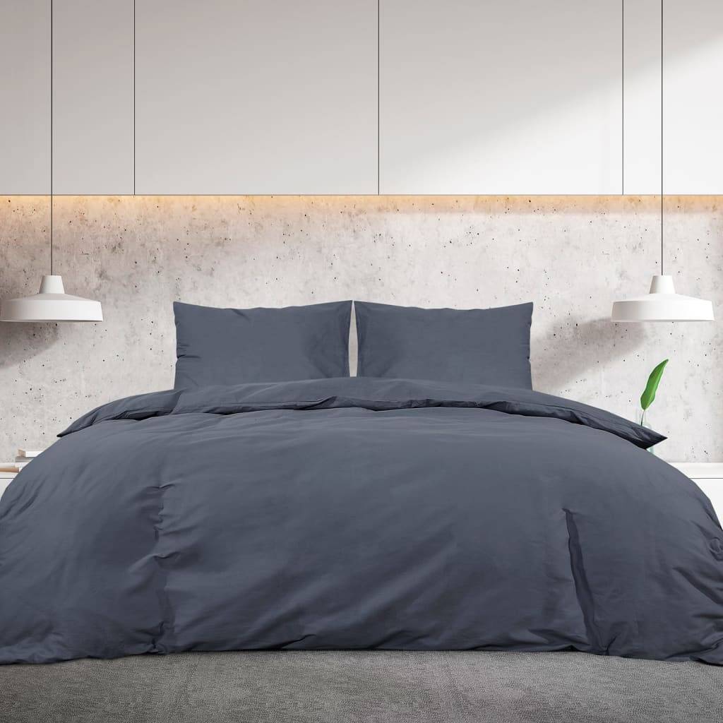 vidaXL Bettwäsche-Set Anthrazit 200x220 cm Baumwolle