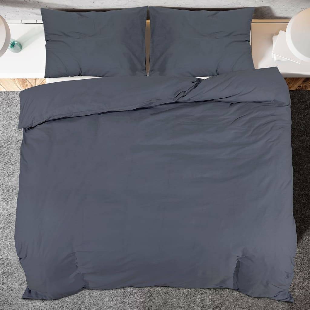 vidaXL Bettwäsche-Set Anthrazit 200x220 cm Baumwolle