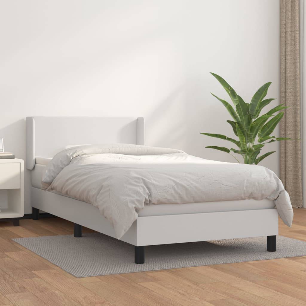 vidaXL Boxspringbett mit Matratze Weiß 80x200 cm Kunstleder
