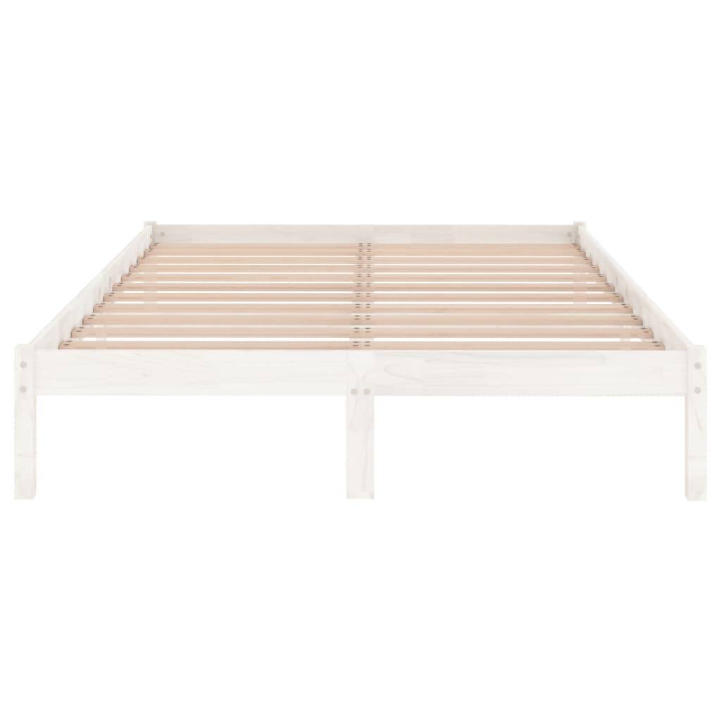 vidaXL Massivholzbett Weiß 135x190 cm