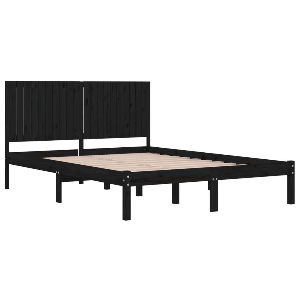 vidaXL Massivholzbett Schwarz Kiefer 200x200 cm