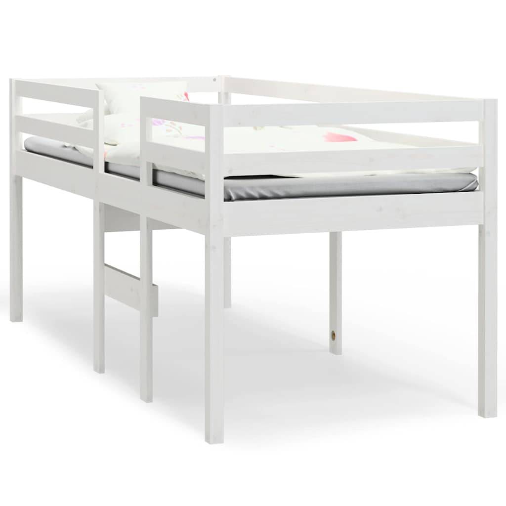 vidaXL Hochbett Weiß 75x190 cm Massivholz Kiefer