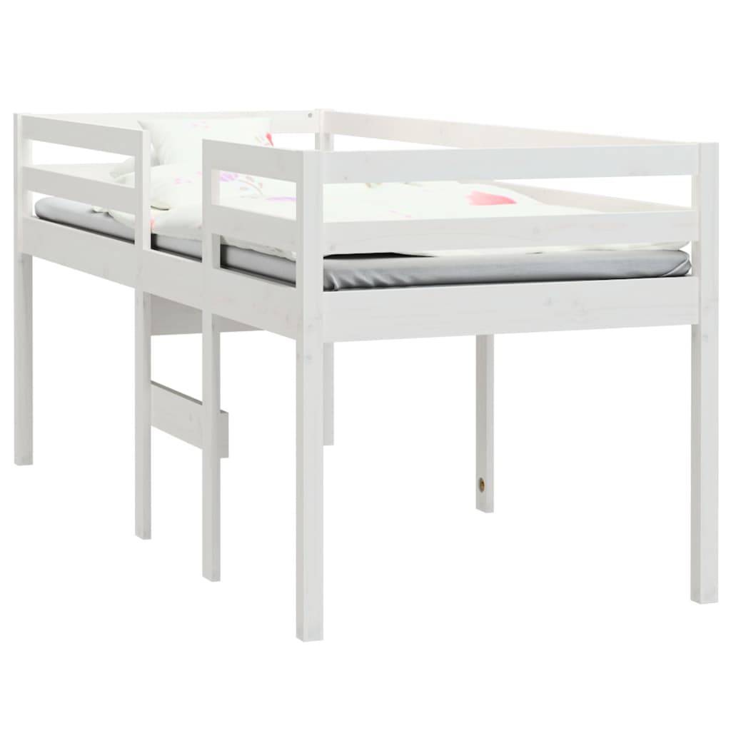 vidaXL Hochbett Weiß 75x190 cm Massivholz Kiefer