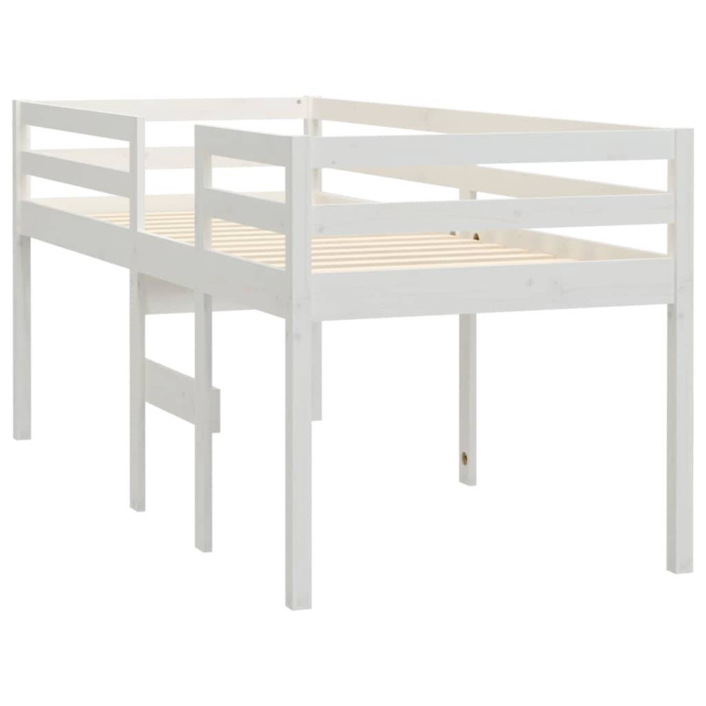 vidaXL Hochbett Weiß 75x190 cm Massivholz Kiefer