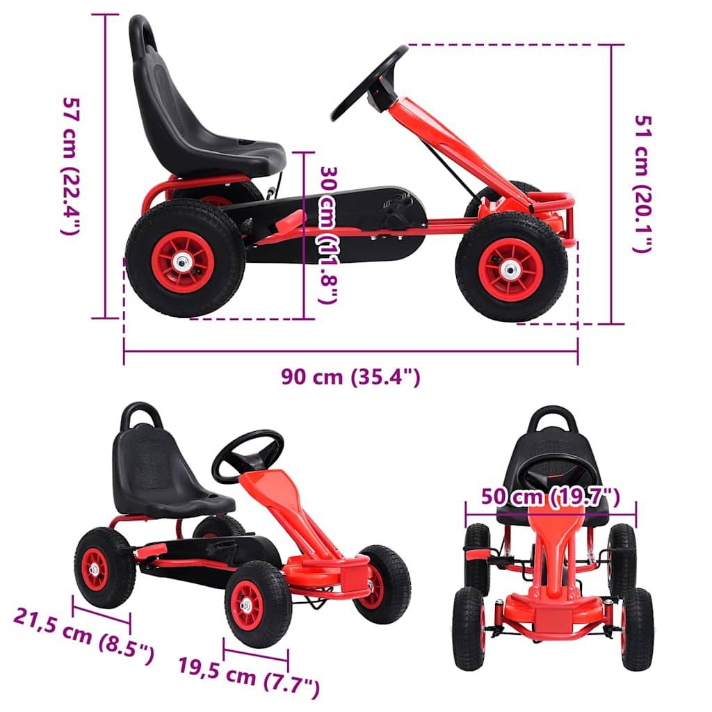 vidaXL Pedal Go-Kart mit Luftreifen Rot