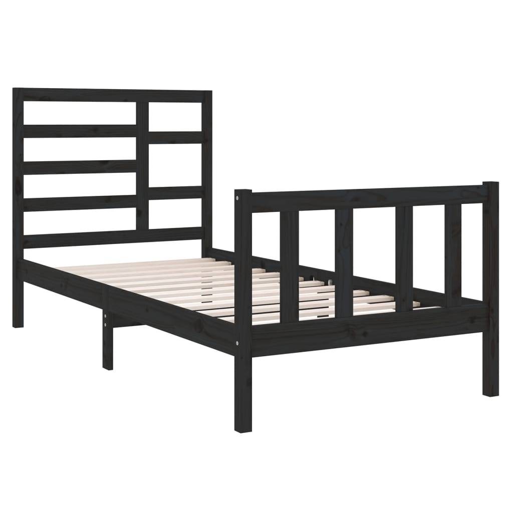 vidaXL Massivholzbett ohne Matratze Schwarz 75x190 cm