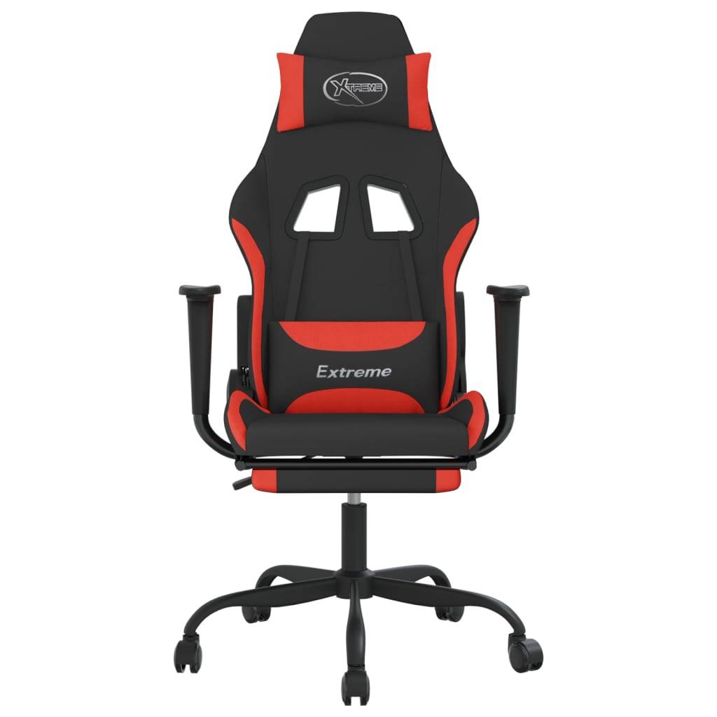vidaXL Gaming-Stuhl mit Massage & Fußstütze Schwarz und Rot Stoff