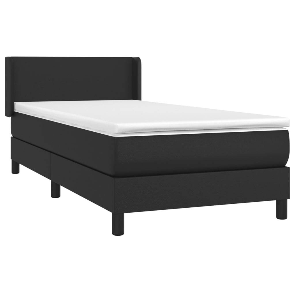 vidaXL Boxspringbett mit Matratze Schwarz 80x200 cm Kunstleder